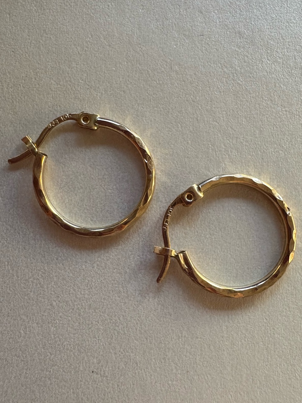 10K GOLD Textured Gold Hoop Earrings